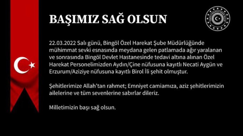 Özel Harekat Şube Müdürlüğünde patlama: 2 polis şehit