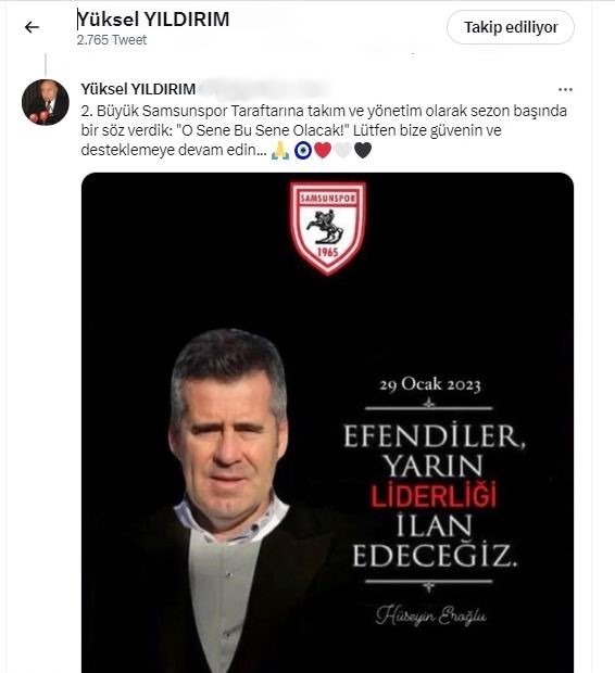 Adana Demirspor Başkanı,Samsunspor'a destek verdi