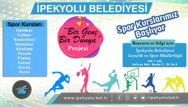 İpekyolu Belediyesinden 'Bir Genç Bir Dünya' spor kursları