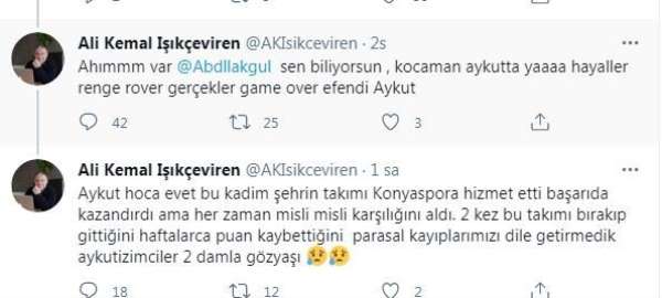 Konyasporlu yöneticiden tepki çeken Kocaman paylaşımı 