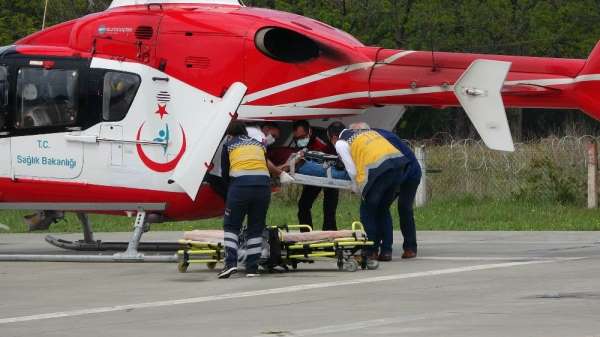 Kalbi duran hastanın yardımına ambulans helikopter yetişti 