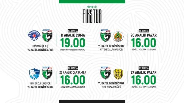 Denizlispor'un 4 haftalık maç tarihleri belli oldu 