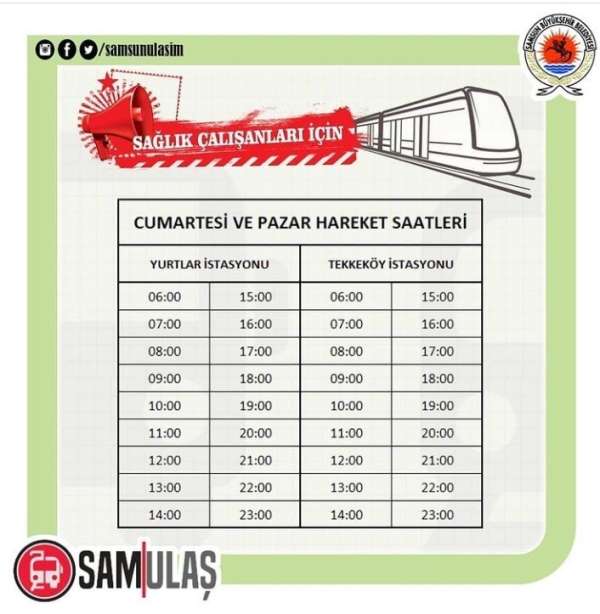 Samsun'da kısıtlamada tramvaylar saat başı çalışacak 
