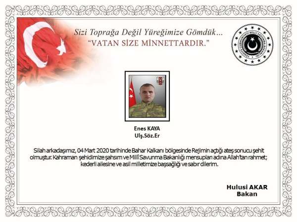 MSB: 'Bahar Kalkanı bölgesinde 2 asker şehit oldu, 3 asker yaralandı'