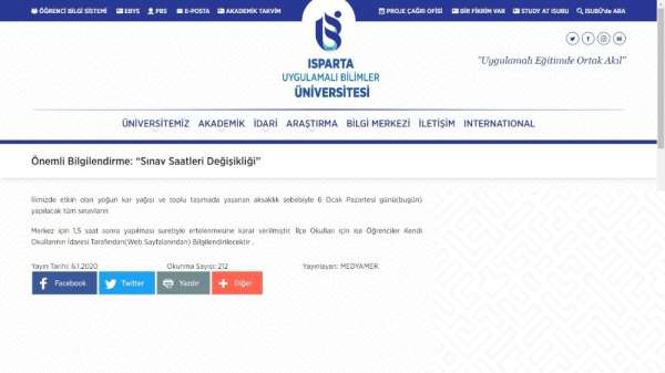 Isparta’da üniversitelilerin sınav saatlerine kar ayarı