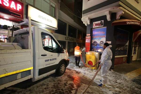 Sinop'ta 7/24 dezenfekte çalışması