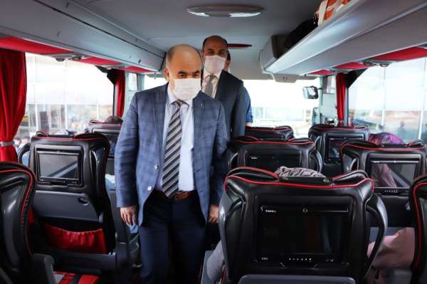 Samsun'da şehirlerarası otobüslerde korona denetimi 