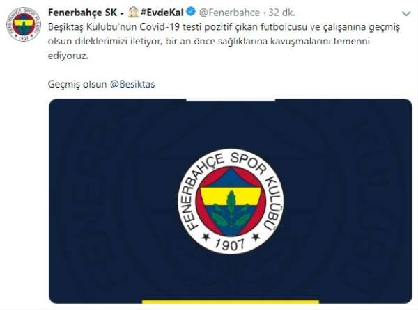 Fenerbahçe'den Beşiktaş'a geçmiş olsun mesajı