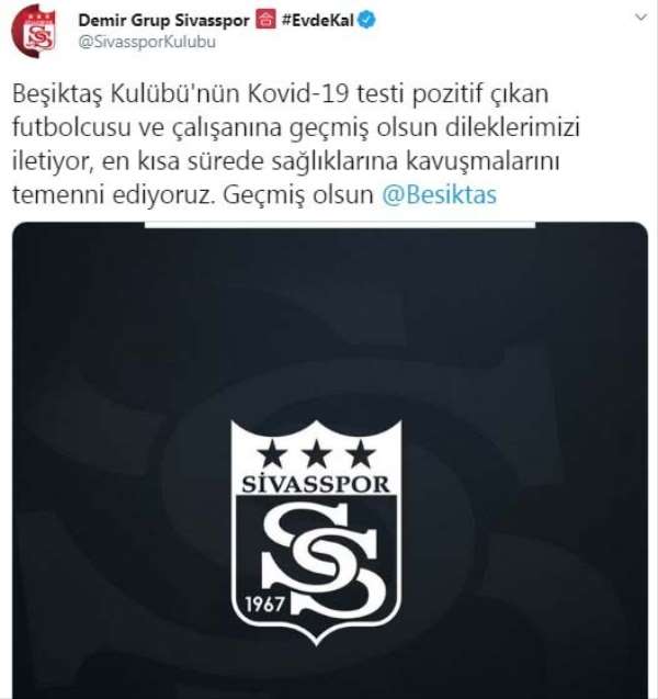 Sivasspor'dan Beşiktaş'a geçmiş olsun mesajı