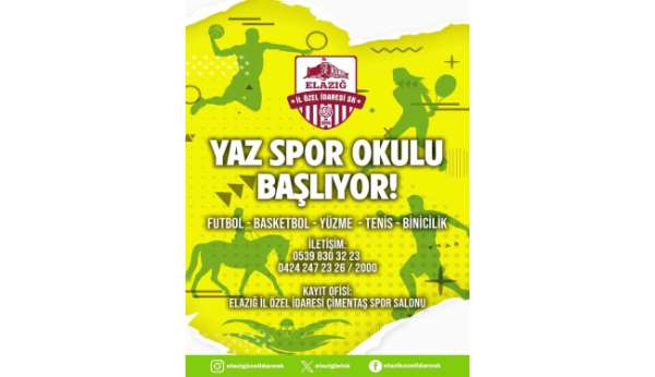 Elazığ İl Özel İdare yaz spor okulu ve yaz teknoloji kampı kayıtlarına başladı