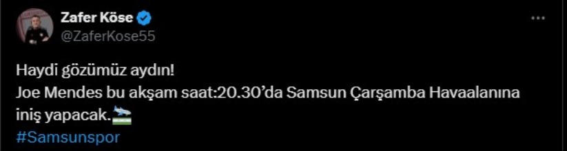 Mendes'in Samsun'a geleceği gün belli oldu!
