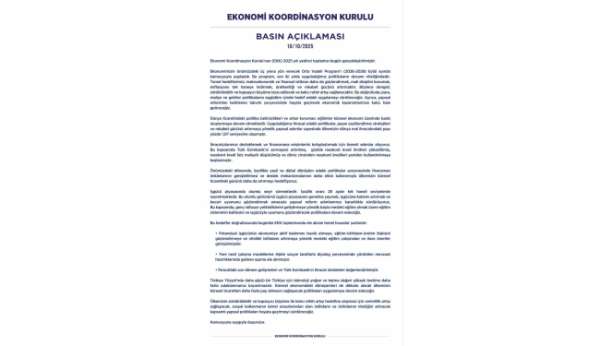 Ekonomi Koordinasyon Kurulu: 'Enflasyonu tek haneye indirmek ve kalıcı refah artışı sağlamak hedefimiz'