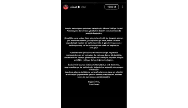 Eren Elmalı: 'Bu dosyada adımın yer almasının nedeni, yaklaşık 5 yıl önce kendi takımım dışında ilgili yapılan