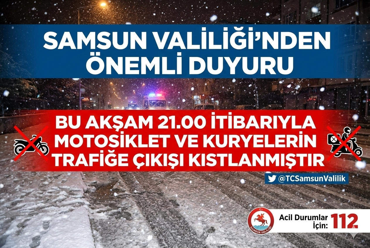 Samsun'da Motosiklet ve Kurye Trafiğine Kısıtlama Getirildi