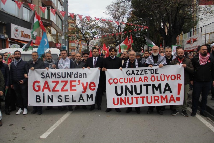 Samsun'da Filistin'e destek yürüyüşü yapıldı