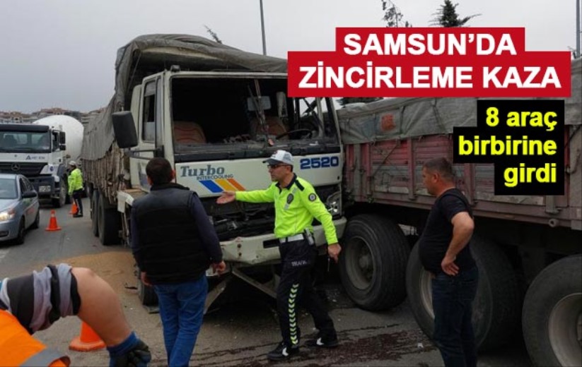 Samsun'da zincirleme kaza! 8 araç birbirine girdi