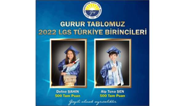 Gazi Üniversitesi Vakfı Özel Okulları öğrencileri LGS Türkiye birincisi oldu