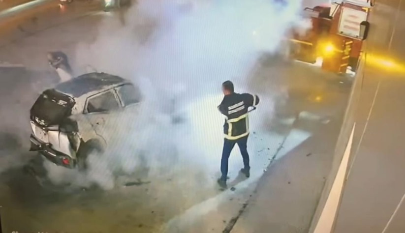 Samsun'da akaryakıt istasyonundaki yangının güvenlik kamera görüntüleri ortaya çıktı