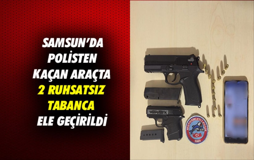 Polisten kaçan araçta 2 ruhsatsız tabanca ele geçirildi