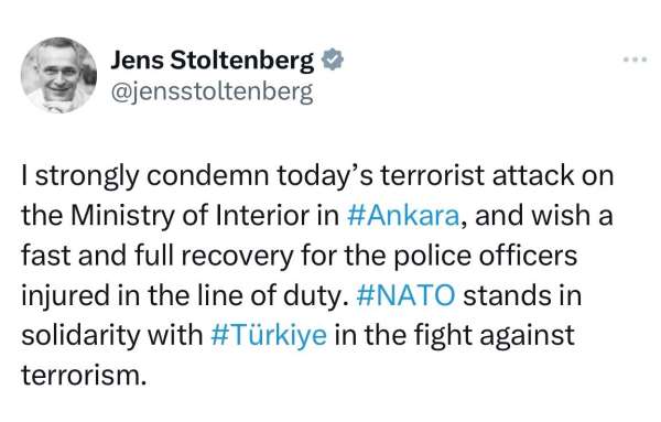 NATO Genel Sekreteri Stoltenberg Ankara'daki terör saldırısını kınadı