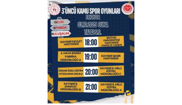 Kayseri'de 3. Kamu Spor Oyunları Voleybol Fikstürü Açıklandı