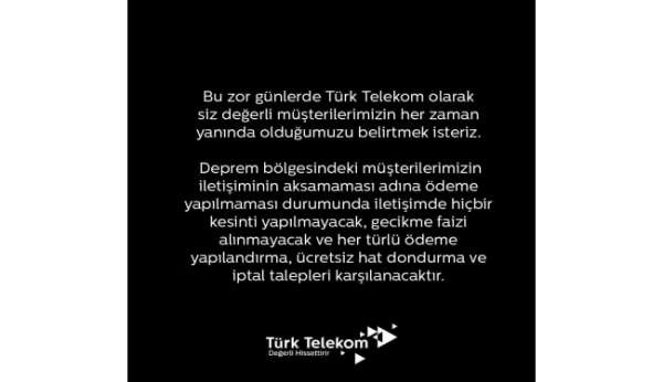 Türk Telekom'dan deprem bölgesindeki faturalara ilişkin açıklama