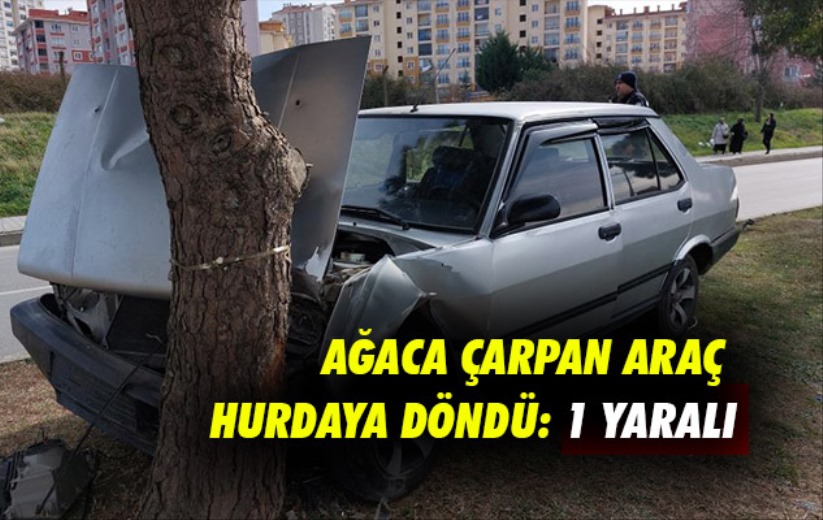 Samsun'da ağaca çarpan araç hurdaya döndü: 1 yaralı