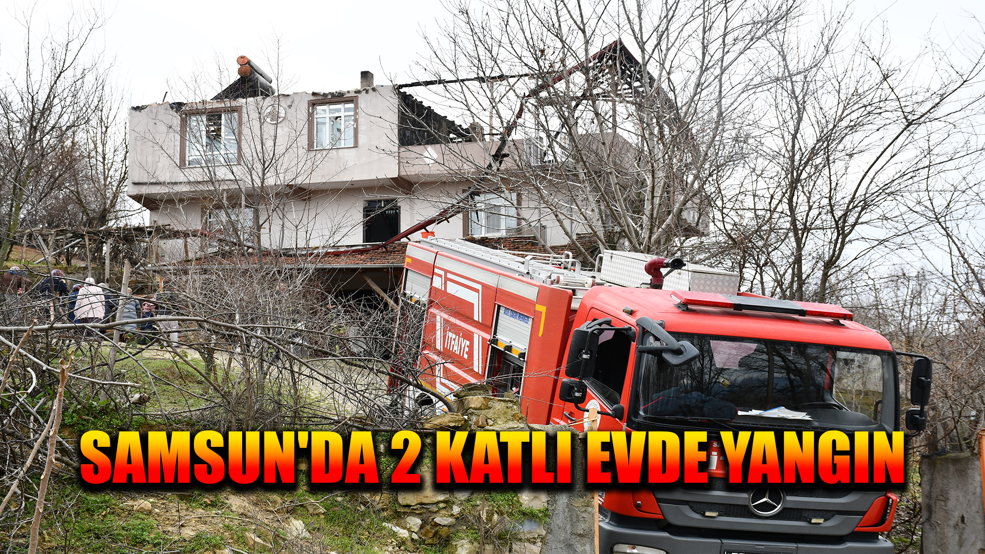 Samsun'da 2 katlı evde yangın