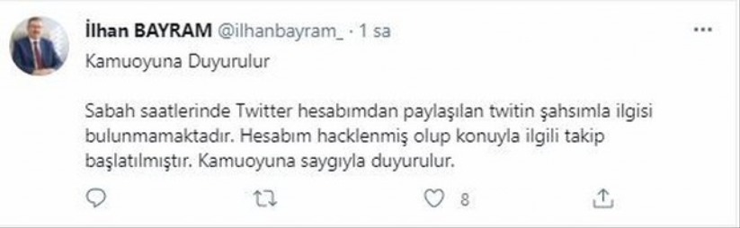 Samsun'da Genel Sekreter Bayram'ın hesabını hacklediler