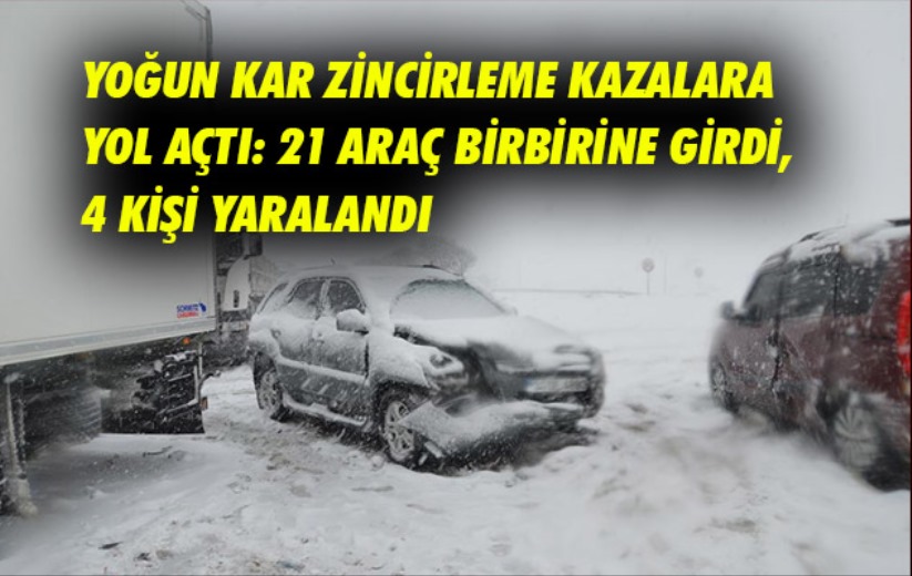 Samsun'da yoğun kar zincirleme kazalara yol açtı: 21 araç birbirine girdi, 4 kişi yaralandı
