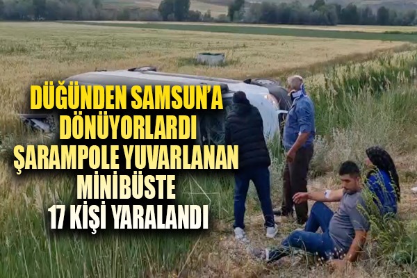 Düğün dönüşü minibüs şarampole devrildi