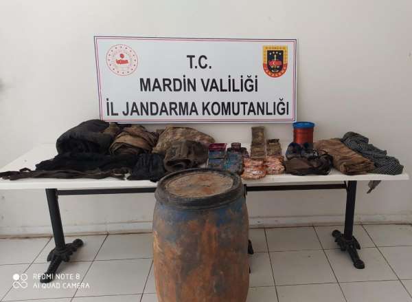 Mardin'de terör örgütüne ait iki farklı noktada el bombası ile yaşam malzemesi e