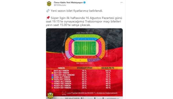 Yeni Malatyaspor'da yeni sezon bilet fiyatları belirlendi
