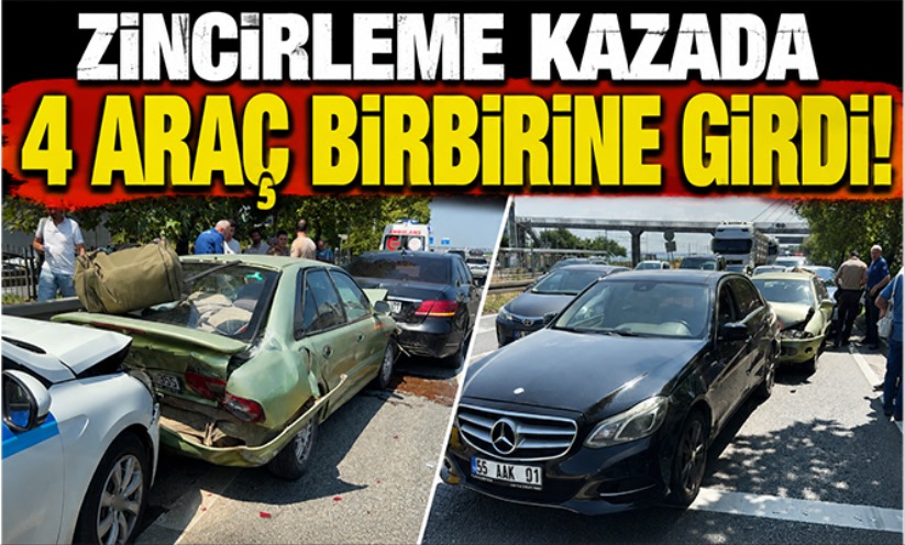 Zincirleme kazada 4 araç birbirine girdi