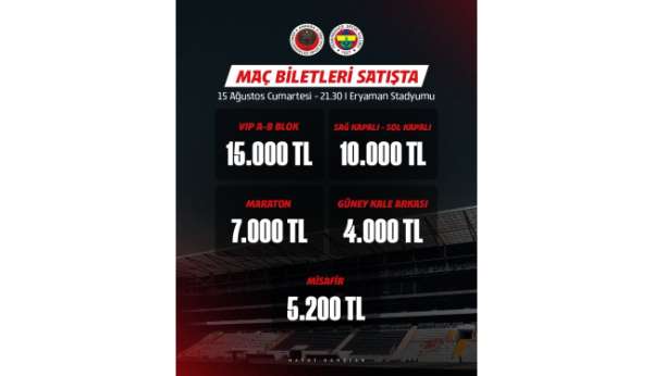 Gençlerbirliği - Fenerbahçe maçının biletleri satışa çıktı
