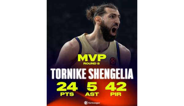 Euroleague'de 8. haftanın MVP'si Tornike Shengelia oldu