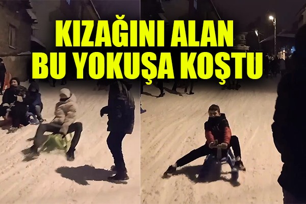 Samsun'da kızağını alan bu yokuşa koştu