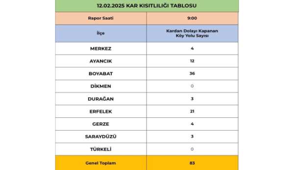 Sinop'ta kapalı köy sayısı 83'e çıktı