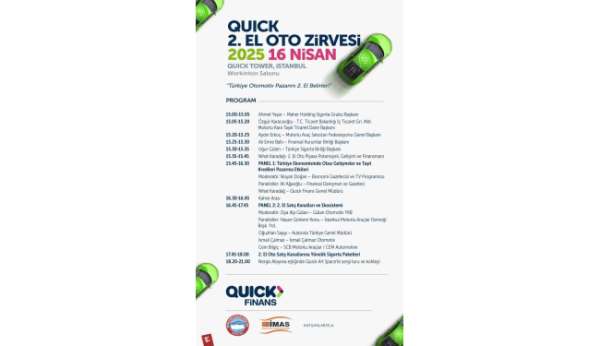 Türkiye'nin ilk 2'inci el oto zirvesi Quick Finans ev sahipliğinde gerçekleştirilecek
