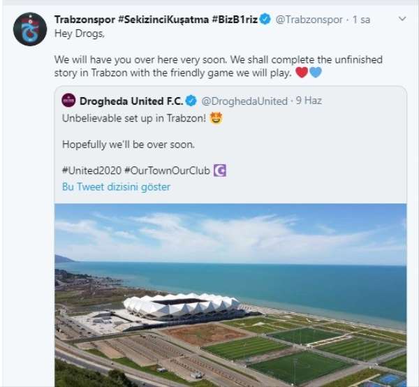 Trabzonspor, Drogheda ile hazırlık maçı yapmak istediğini açıkladı 