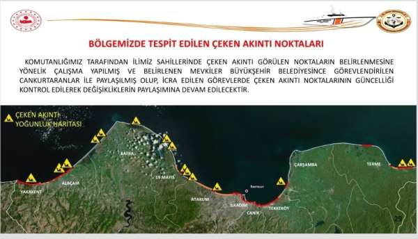 Samsun'da denizde tespit edilen çeken akıntı noktaları belirlendi