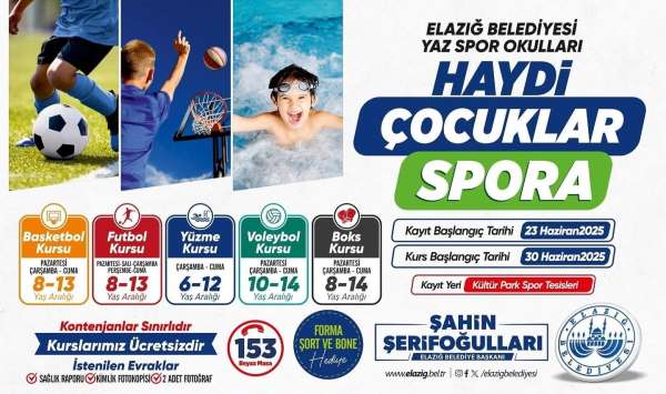 Elazığ Belediyesi ücretsiz yaz spor kursları başlıyor