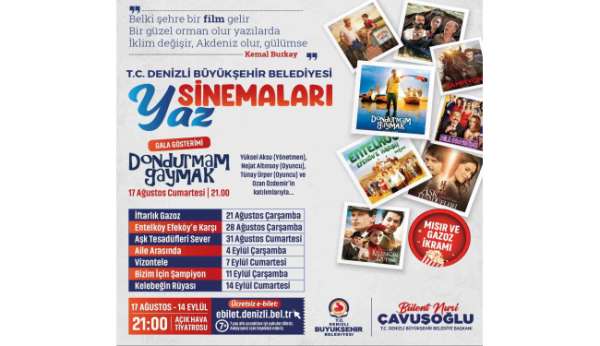 Denizli Büyükşehirden açıkhavada sinema keyfi