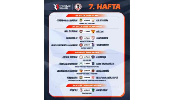 Trendyol Süper Lig'de 7-16. hafta programları açıklandı