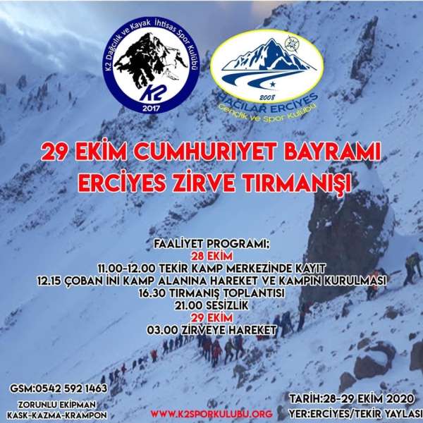 29 Ekim Cumhuriyet Bayramı Erciyes Zirve Tırmanışı 