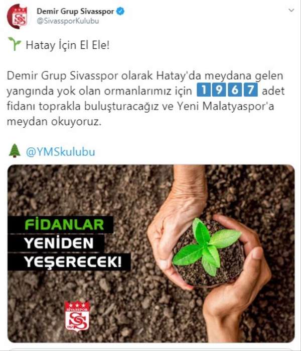 Sivasspor'dan Hatay'a fidan desteği 