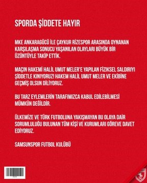 Samsunspor, hakeme saldırıyı kınadı