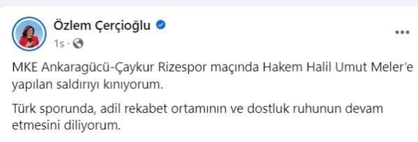 Başkan Çerçioğlu: 'Türk sporunda, adil rekabet ortamının ve dostluk ruhunun devam etmesini diliyorum'