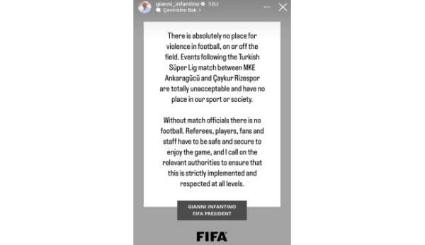 FIFA Başkanı Infantino, Halil Umut Meler'e yapılan saldırıyı kınadı