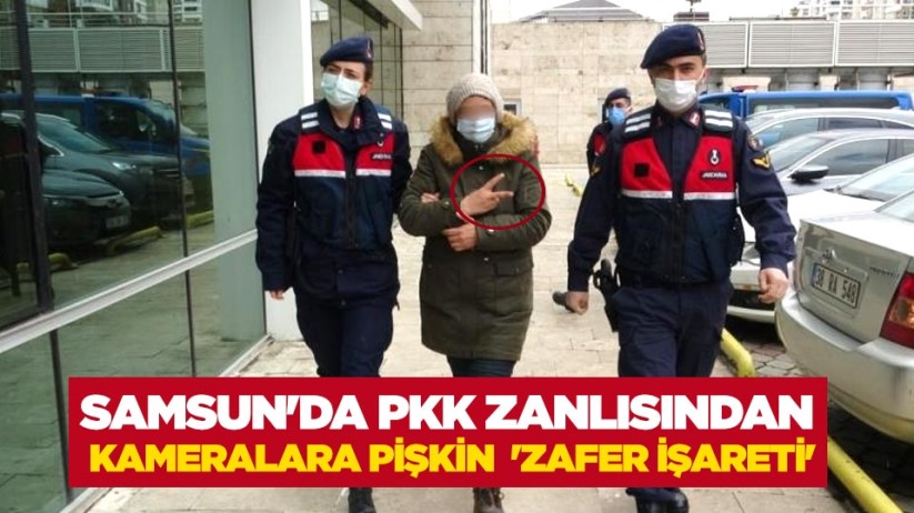 Samsun'da PKK zanlısından kameralara pişkin 'zafer işareti'